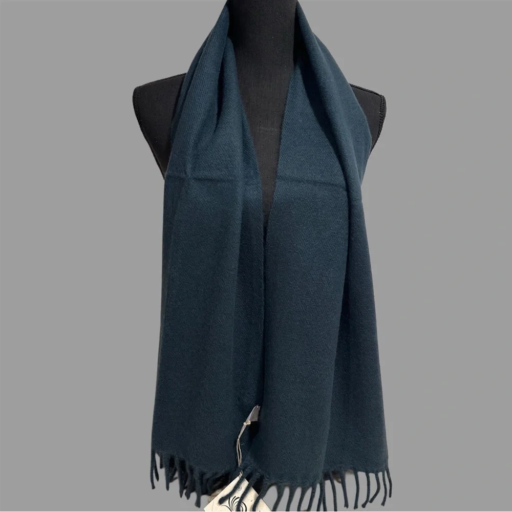 NWT Chyangra Pashmina 100% Pure 4-Ply Cashmere Scarf Handmade Nepal COA- CYAN